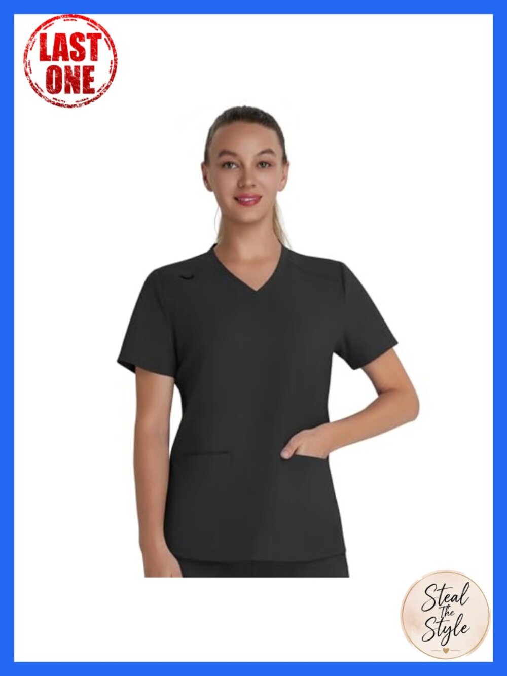 QBK Women's Scrub Top V-Neck Stretch Yoga Fabric Medical Nurse Uniform
